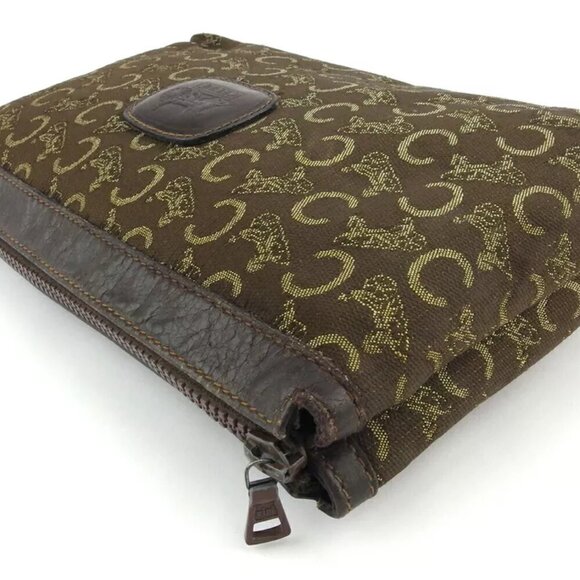 CELINE Clutch Bag C Macadam Beige Canvas ?~ Leather Authentic - Picture 4 of 7